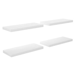 vidaXL Svävande vägghyllor 4 st vit högglans 60x23,5x3,8 cm MDF - Bild 2