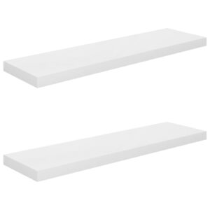 vidaXL Svävande vägghyllor 2 st vit högglans 90x23,5x3,8 cm MDF - Bild 2