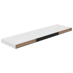 vidaXL Svävande vägghyllor 2 st vit högglans 90x23,5x3,8 cm MDF - Bild 7