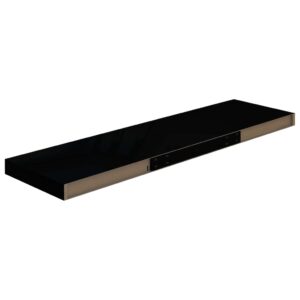 vidaXL Svävande vägghyllor 2 st svart högglans 90x23,5x3,8 cm MDF - Bild 7