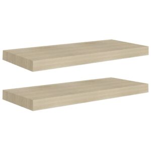 vidaXL Svävande vägghyllor 2 st ek 60x23,5x3,8 cm MDF - Bild 2