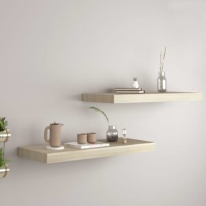 vidaXL Svävande vägghyllor 2 st ek 60x23,5x3,8 cm MDF - Bild 3