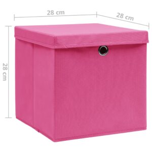 vidaXL Förvaringslådor med lock 4 st 28x28x28 cm rosa - Bild 6