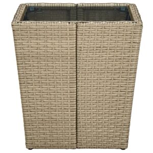 vidaXL Tebord beige 41,5x41,5x44 cm konstrotting och härdat glas - Bild 3