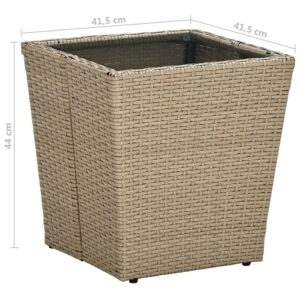 vidaXL Tebord beige 41,5x41,5x44 cm konstrotting och härdat glas - Bild 4