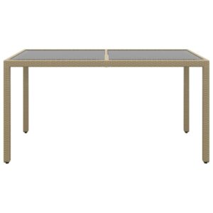 vidaXL Utebord 150x90x75 cm Härdat glas och konstrotting beige - Bild 2