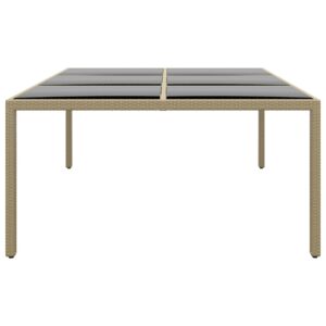 vidaXL Utebord 200x150x75 cm härdat glas och konstrotting beige - Bild 3