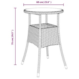 vidaXL Utebord Ø60x75 cm Härdat glas och konstrotting grå - Bild 6