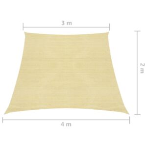 vidaXL Solsegel 160 g/m² beige 3/4x2 m HDPE - Bild 6