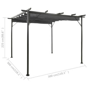 vidaXL Pergola med infällbart tak antracit 3x3 m stål 180 g/m² - Bild 6