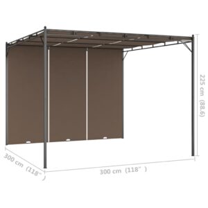 vidaXL Trädgårdspaviljong med draperier 3x3x2,25 m taupe - Bild 9