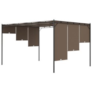 vidaXL Trädgårdspaviljong med draperier 4x3x2,25 m taupe - Bild 6