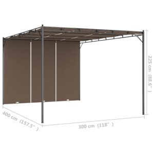 vidaXL Trädgårdspaviljong med draperier 4x3x2,25 m taupe - Bild 9