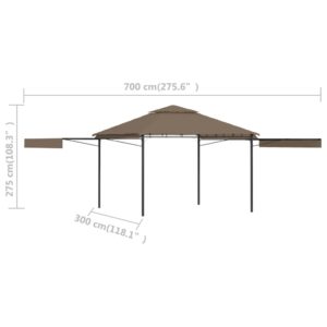 vidaXL Paviljong med förlängda tak 3x3x2,75 m taupe 180 g/m² - Bild 9