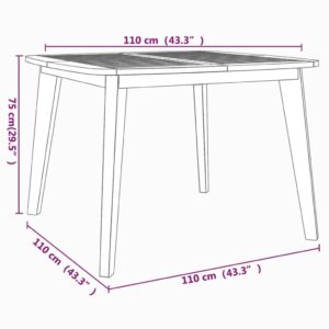 vidaXL Trädgårdsbord 110x110x75 cm massivt akaciaträ - Bild 8