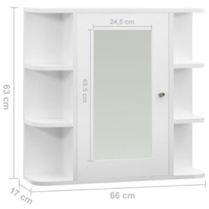 vidaXL Spegelskåp för badrum vit 66x17x63 cm MDF - Bild 9