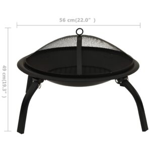 vidaXL 2-i-1 Eldstad med grill och eldgaffel 56x56x49 cm stål - Bild 10