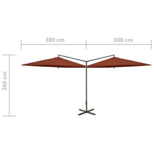 vidaXL Dubbelt parasoll med stålstång terrakotta 600 cm - Bild 8