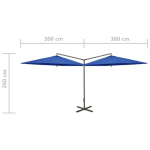 vidaXL Dubbelt parasoll med stålstång azurblå 600 cm - Bild 8