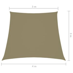 vidaXL Solsegel oxfordtyg trapets 3/4x3 m beige - Bild 6