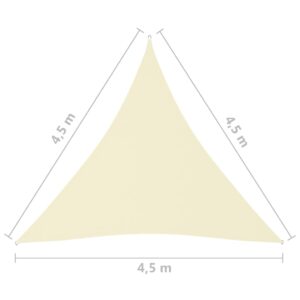 vidaXL Solsegel Oxfordtyg trekantigt 4,5x4,5x4,5 m gräddvit - Bild 6