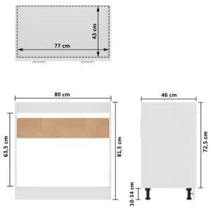 vidaXL Underskåp för diskho vit 80x46x81,5 cm konstruerat trä - Bild 10