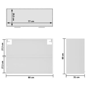 vidaXL Väggskåp glas vit 80x31x60 cm konstruerat trä - Bild 9