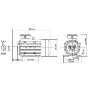 vidaXL 3-fas elektrisk motor aluminium 1,5kW/2HK 2-polig 2840 RPM - Bild 8