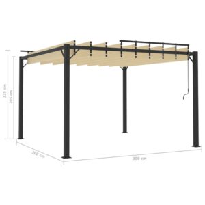 vidaXL Paviljong med lamelltak 3x3 m gräddvit tyg och aluminium - Bild 8