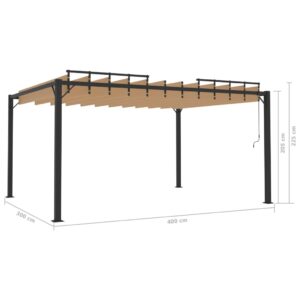 vidaXL Paviljong med lamelltak 3x4 m taupe tyg och aluminium - Bild 8