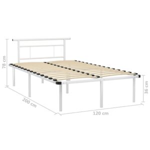 vidaXL Sängram vit metall 120x200 cm - Bild 6