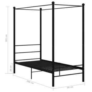 vidaXL Himmelsäng svart metall 90x200 cm - Bild 6