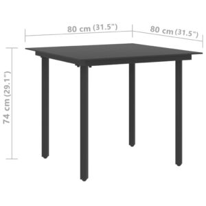 vidaXL Trädgårdsbord svart 80x80x74 cm stål och glas - Bild 4