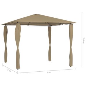 vidaXL Paviljong med stolpar 3x3x2,6 m taupe 160 g/m² - Bild 4