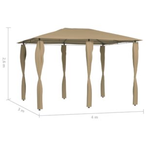 vidaXL Paviljong med stolpar 3x4x2,6 m taupe 160 g/m² - Bild 4