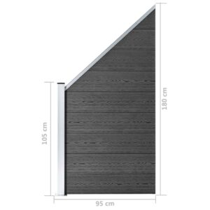 vidaXL Staketpanel WPC 95x(105-180) cm svart - Bild 8