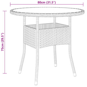 vidaXL Caféset för trädgården 3 delar konstrotting svart - Bild 9