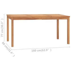 vidaXL Trädgårdsbord 160x80x77 cm massiv teak - Bild 7