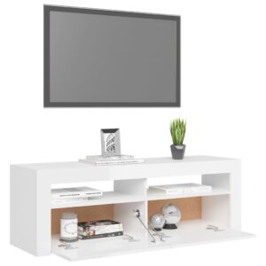 vidaXL TV-bänk med LED-belysning vit högglans 120x35x40 cm - Bild 6