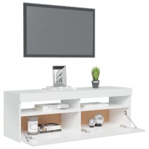 vidaXL TV-bänk med LED-belysning vit högglans 120x35x40 cm - Bild 6