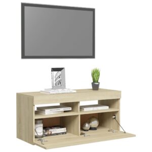 vidaXL TV-bänk med LED-belysning sonoma-ek 90x35x40 cm - Bild 6