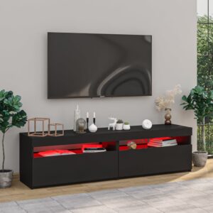 vidaXL Tv-bänkar med LED-belysning 2 st svart 75x35x40 cm - Bild 5