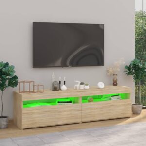 vidaXL Tv-bänkar med LED-belysning 2 st sonoma-ek 75x35x40 cm - Bild 5