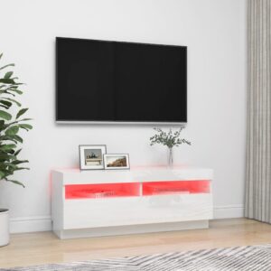 vidaXL TV-bänk med LED-belysning vit högglans 100x35x40 cm - Bild 3