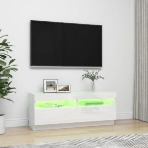 vidaXL TV-bänk med LED-belysning vit högglans 100x35x40 cm - Bild 4