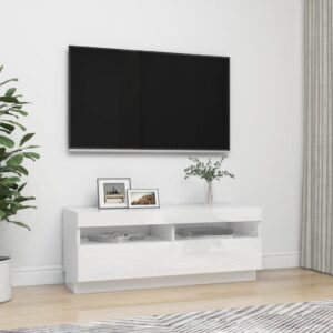 vidaXL TV-bänk med LED-belysning vit högglans 100x35x40 cm - Bild 5