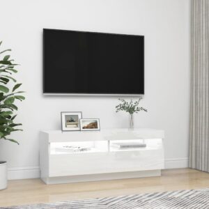 vidaXL TV-bänk med LED-belysning vit högglans 100x35x40 cm - Bild 6