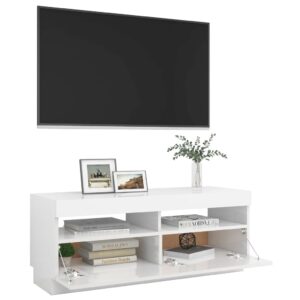 vidaXL TV-bänk med LED-belysning vit högglans 100x35x40 cm - Bild 7