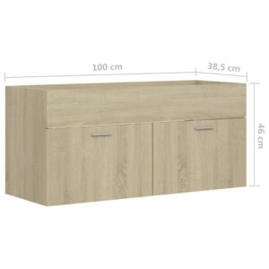 vidaXL Tvättställsskåp sonoma-ek 100x38,5x46 cm konstruerat trä - Bild 8