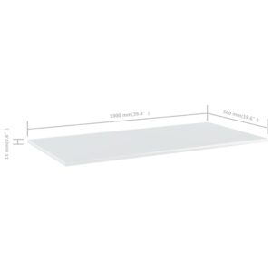 vidaXL Hyllplan 4 st vit högglans 100x50x1,5 cm konstruerat trä - Bild 5